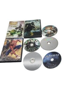 8pc Superhero/sci-fi DVDs - Spiderman, Clone Wars, Xmen, King Kong, Etc